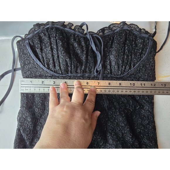 Vintage Betsey Johnson Black Silk Lace Slip Dress 90s Y2K Lingerie Style USA - Picture 8 of 9